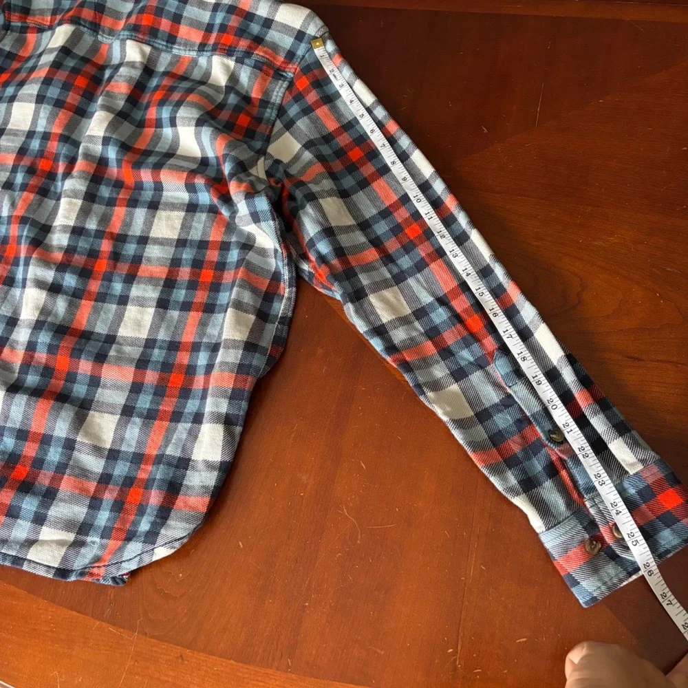 The North Face | Mens Large Plaid Flannel Button Down Shirt | Orange Blue